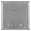 Hubbell Wiring Device-Kellems Wallplates and Boxes, Metallic Plates, 2- Gang, Box Mounted Blank, 430 Stainless Steel SS23L